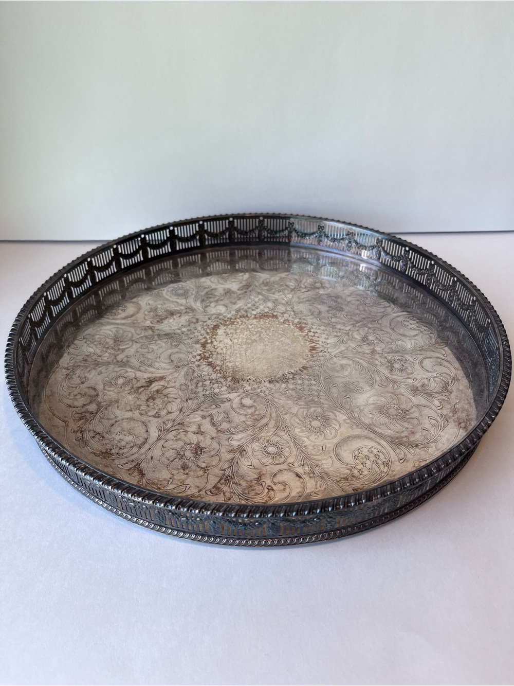 Vintage Sheffield Silver Round Serving Tray